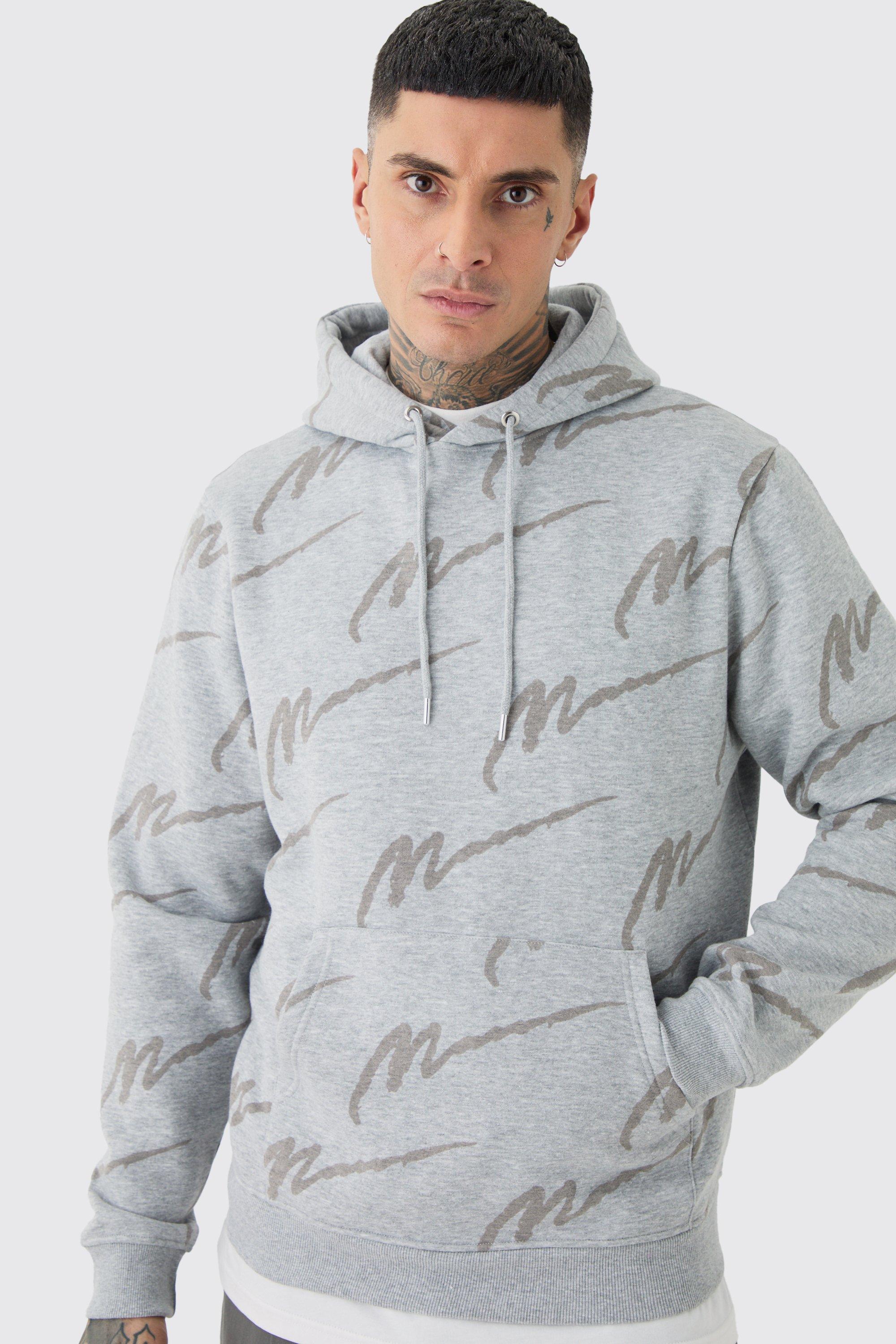 Boohooman all over print hoodie new arrivals